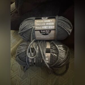 2 skeins loops & threads woolike chunky yarn, #6 charcoal